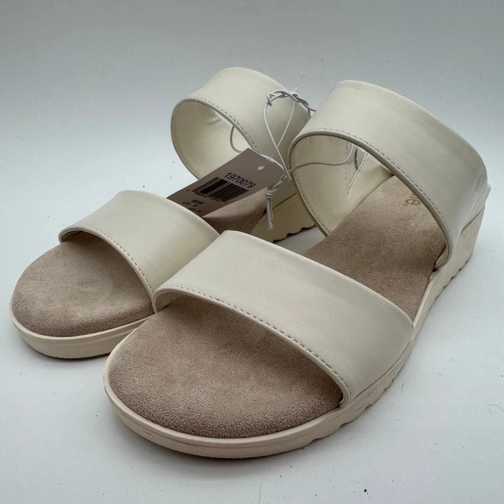 Kensie Endy Comfort Ivory Double Strap Slide Sandals Women's Size 8 Store Try On